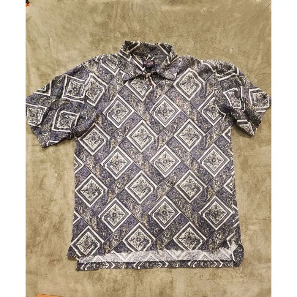 Kenneth Gordon Polo Shirt Men’s Large New Orleans Paisley Boho Vtg 90s USA Made